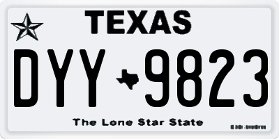 TX license plate DYY9823