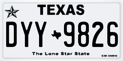 TX license plate DYY9826