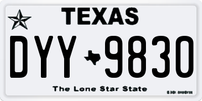TX license plate DYY9830
