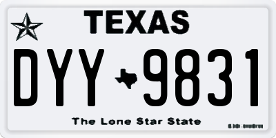 TX license plate DYY9831