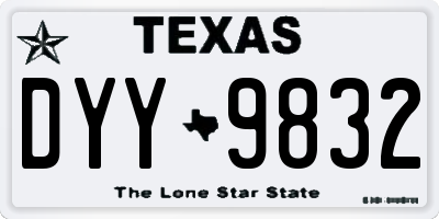 TX license plate DYY9832