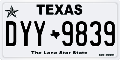 TX license plate DYY9839