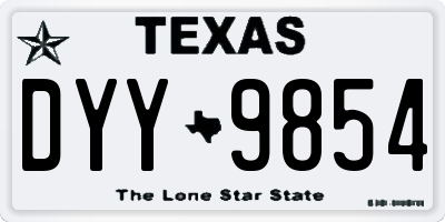 TX license plate DYY9854