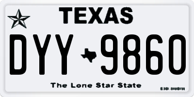TX license plate DYY9860