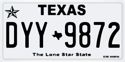 TX license plate DYY9872