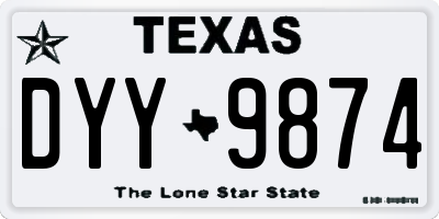 TX license plate DYY9874