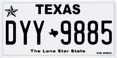 TX license plate DYY9885