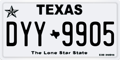 TX license plate DYY9905