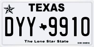 TX license plate DYY9910