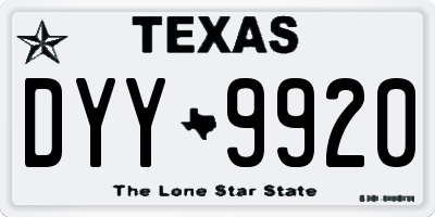 TX license plate DYY9920