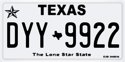 TX license plate DYY9922
