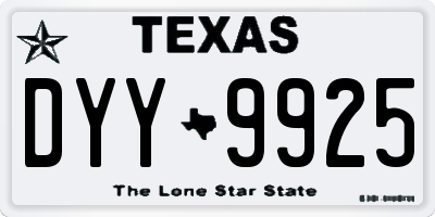 TX license plate DYY9925