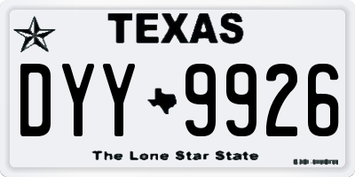 TX license plate DYY9926