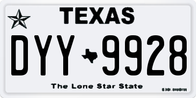 TX license plate DYY9928