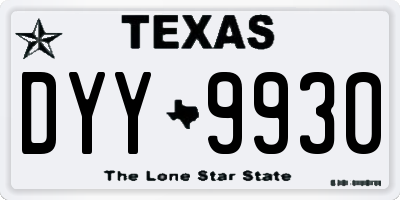 TX license plate DYY9930