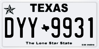 TX license plate DYY9931