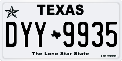 TX license plate DYY9935