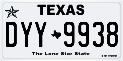 TX license plate DYY9938