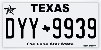 TX license plate DYY9939