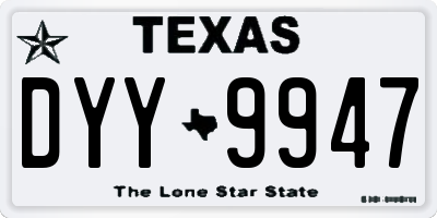 TX license plate DYY9947