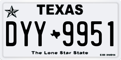 TX license plate DYY9951