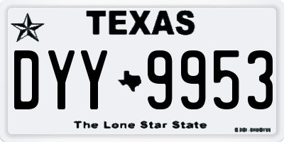 TX license plate DYY9953