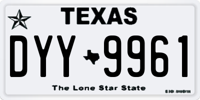 TX license plate DYY9961