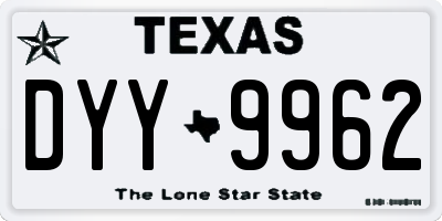 TX license plate DYY9962