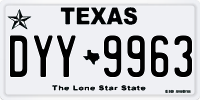 TX license plate DYY9963