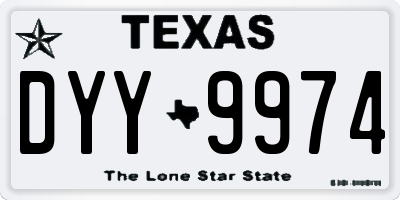 TX license plate DYY9974
