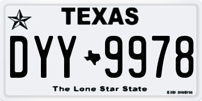 TX license plate DYY9978