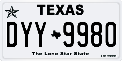 TX license plate DYY9980