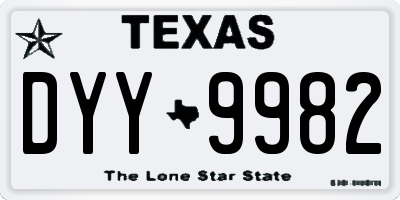 TX license plate DYY9982