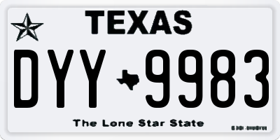 TX license plate DYY9983
