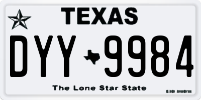TX license plate DYY9984