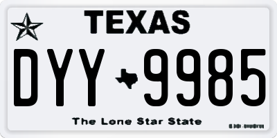 TX license plate DYY9985