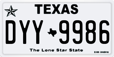 TX license plate DYY9986