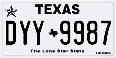 TX license plate DYY9987