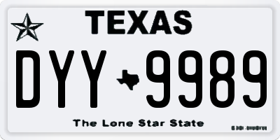 TX license plate DYY9989