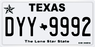 TX license plate DYY9992