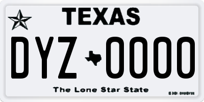 TX license plate DYZ0000