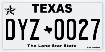 TX license plate DYZ0027