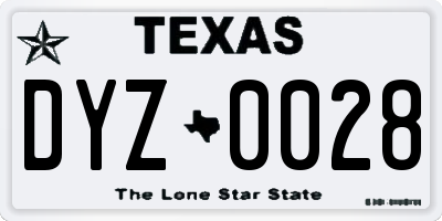 TX license plate DYZ0028