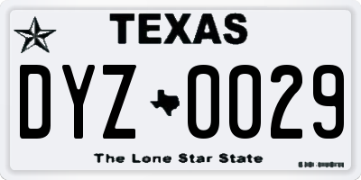 TX license plate DYZ0029
