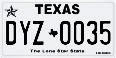 TX license plate DYZ0035