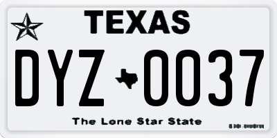 TX license plate DYZ0037