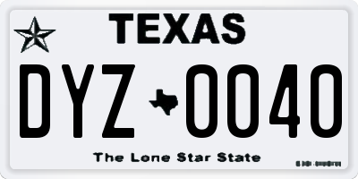 TX license plate DYZ0040