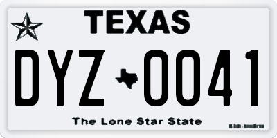 TX license plate DYZ0041