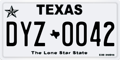 TX license plate DYZ0042