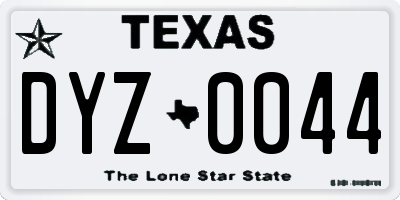 TX license plate DYZ0044